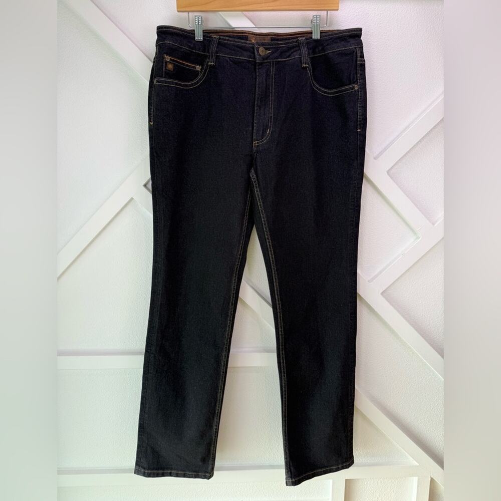 NWT The Territory Ahead Bozeman Black Denim Straight Jeans Size 35 x 32